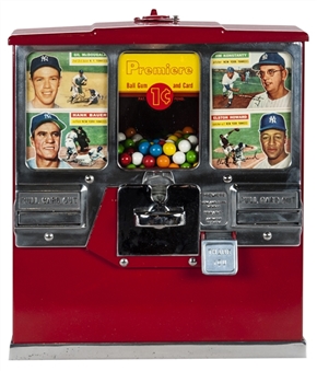1950s Vintage Oak Premiere Baseball Card & Gumball Vending Machine- Extremely Rare Model !